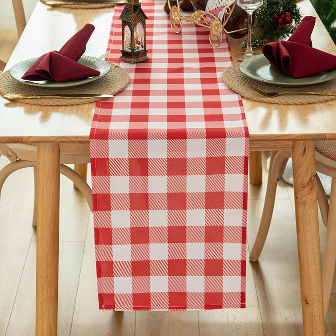Waterproof Checkered Tablecloth Runner Fabric - Image 8