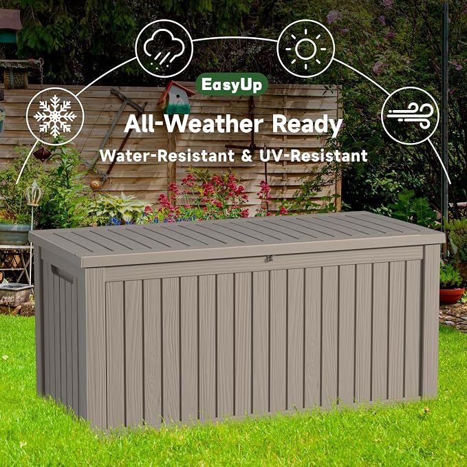 EasyUp 200 Gallon Outdoor Storage Box Waterproof, Lockable Resin Deck Box UV - Image 7