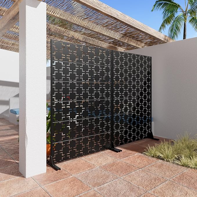 Casaphoria Metal Privacy Screen 72" H x 45" W, 2 Pack Outdoor Freestanding - Image 6