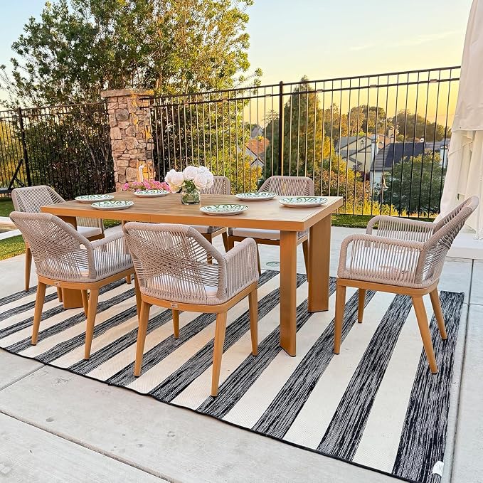 PURPLE LEAF 7 Pieces Patio Dining Set Aluminum Modern Rectangular Table and - Image 3