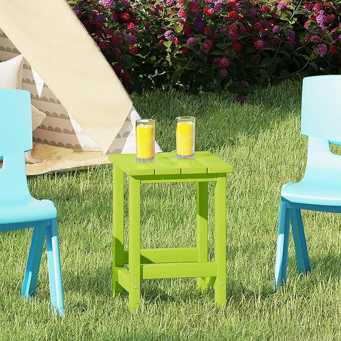 Costaelm Kids Outdoor Side Table, Small Patio HDPE Adirondack Square Table - Image 2