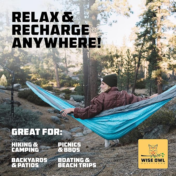 Hammock for Two, 500 lb Nylon Camping Hammock with Tree Straps