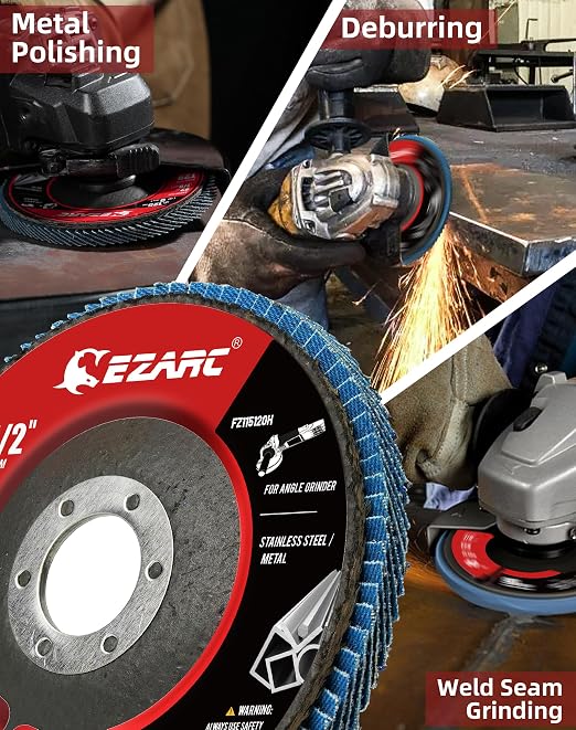 EZARC Flap Discs 120 Grit, 4.5" x 7/8" High Density Jumbo Zirconia Flap Sanding - Image 6