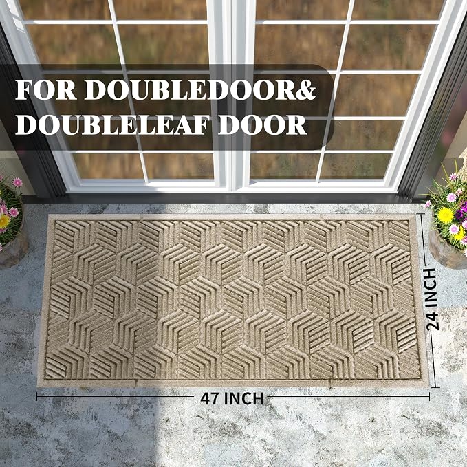 Yimobra Large Door Mat 47x24, All-Season Waterproof Outdoor Mats - Image 2