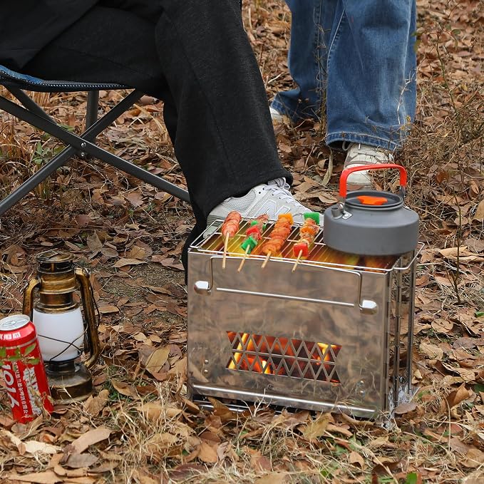 REDCAMP Wood Burning Folding Camp Stove Stainless Steel Grill, Rectangle Style - Image 8