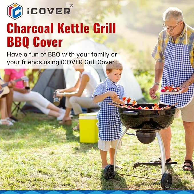 iCOVER Round Grill Cover, Waterproof Charcoal Kettle Grill Cover, UV Resistant - Image 6
