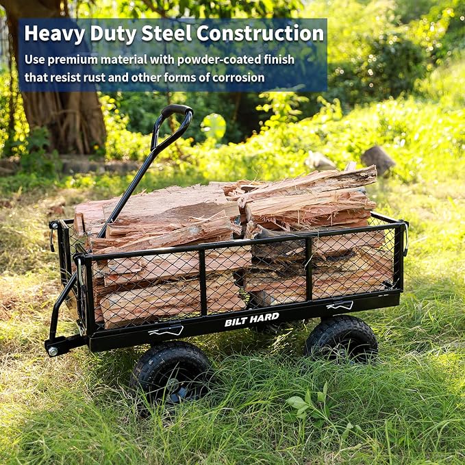 BILT HARD 400 lbs 10" Rubber Tires Steel Garden Cart - Image 3