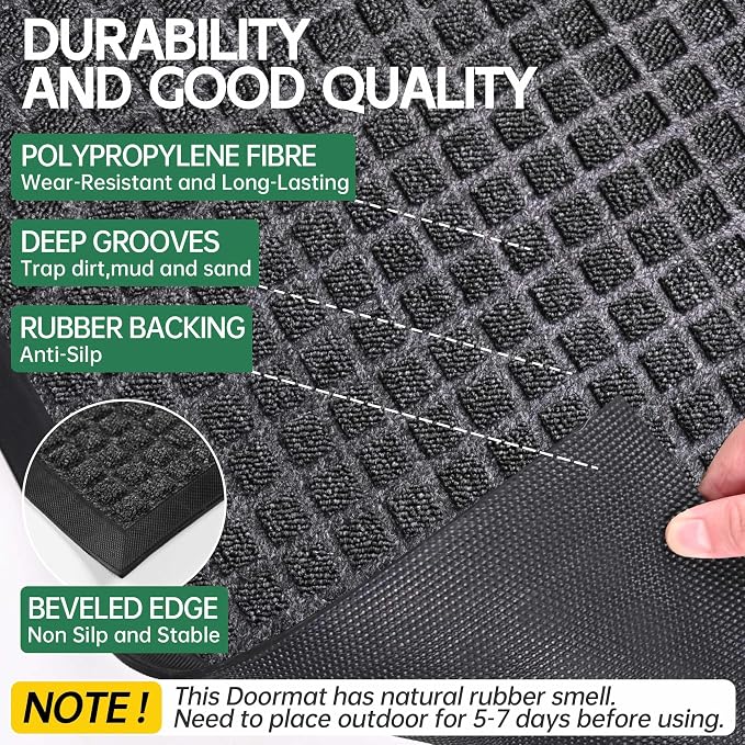 Front Door Mat Outside Entrance, All Season Weather Outdoor Doormat, Natural - Image 4