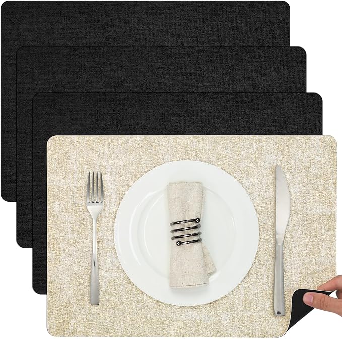 Myir JUN Dual Sided Placemats, Faux Leather Set of 4 by MyirJUN
