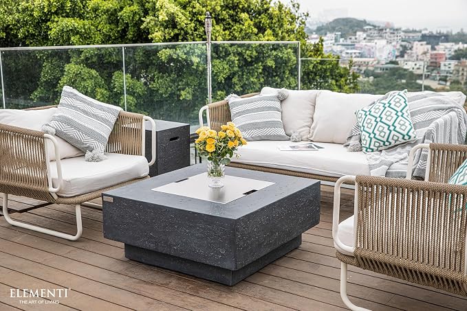 Elementi | Bundle Manhattan Gas Fire Pit Cast Concrete 36" Square Fire Table - Image 8