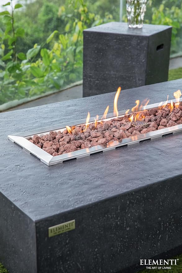 Elementi | Bundle Hampton Gas Fire Pit Cast Concrete 56" Rectangular Fire Table - Image 3