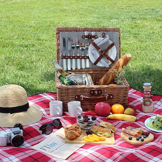 Picnic Basket for 2, Willow Hamper Set - Image 5