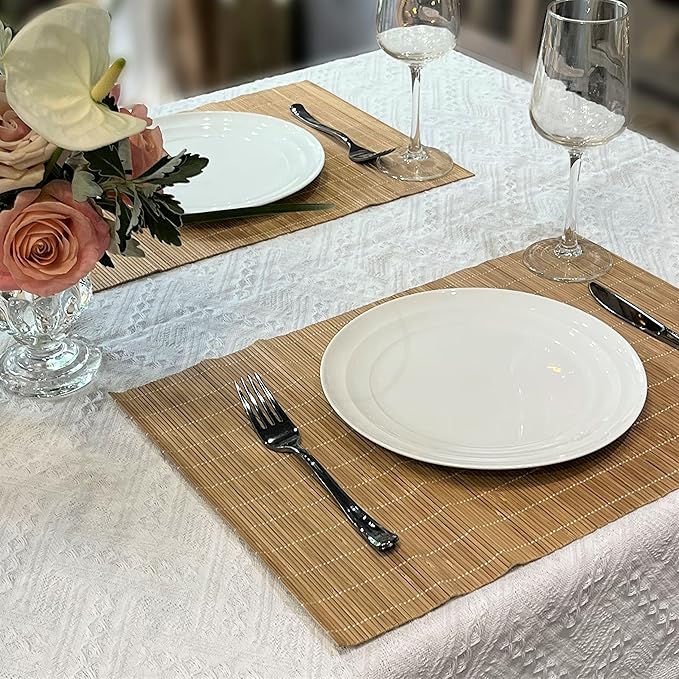 ANDSTAR Set of 4 Pcs Bamboo Placemats Sushi Rolling Mat Japanese Style Natural - Image 5