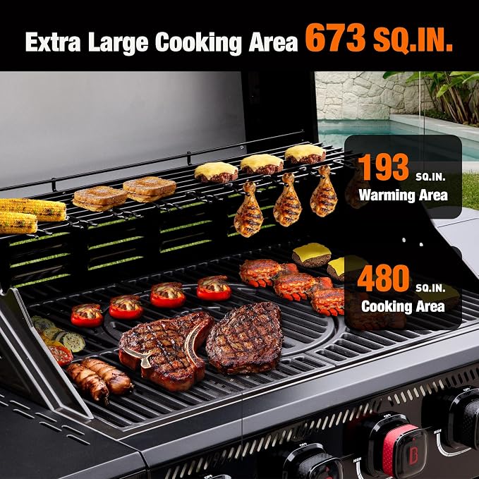 Brand-Man PRO 5-Burner Propane Gas Grill, 14000 BTUs Searing Zone - Image 7