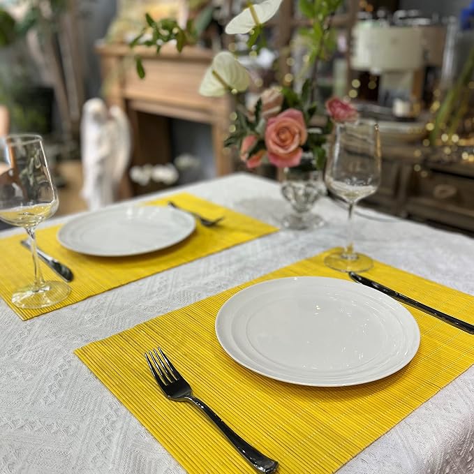 ANDSTAR Set of 8 Pcs Bamboo Placemats Natural Anti-Slip Bamboo Placemats - Image 5