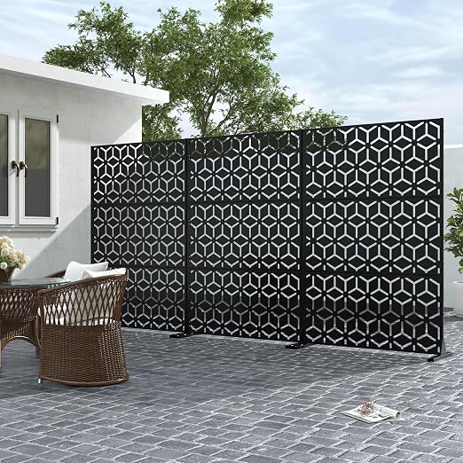 Casaphoria 72" H x 47" W Metal Outdoor Privacy Screen, Freestanding Decorative - Image 3