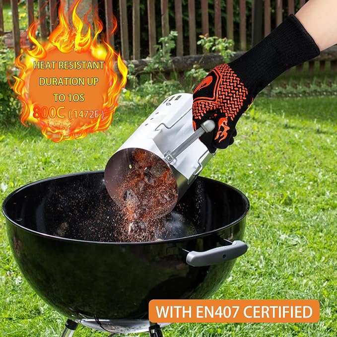BBQ Fireproof Gloves, Grill Cut-Resistant Gloves 1472°F Heat Resistant Gloves - Image 4