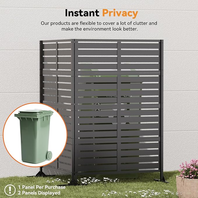 Modern Shade Metal Privacy Screen Outdoor 72" H x 48" W, Stable & Durable - Image 4
