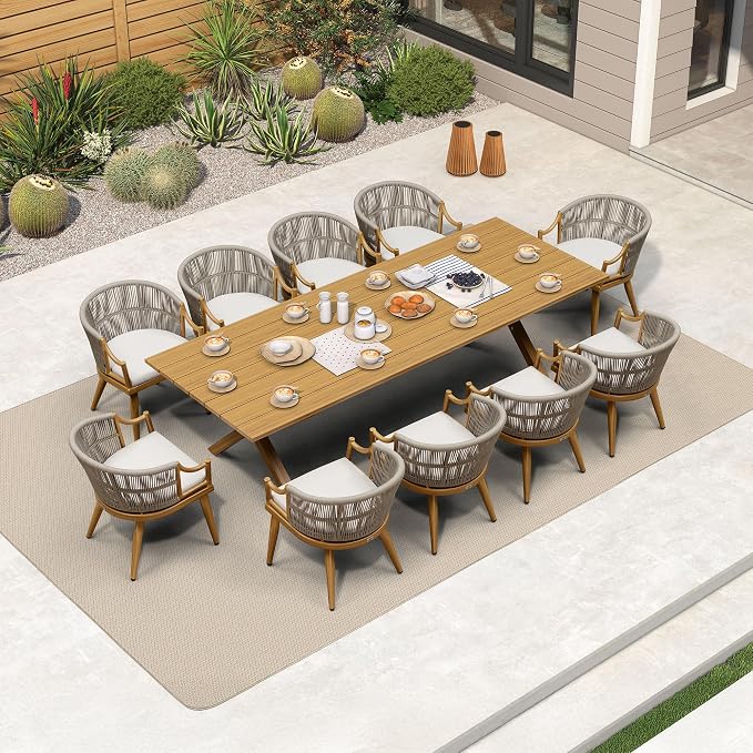 PURPLE LEAF 11 Pieces Outdoor Dining Set All Weather Wicker Patio Dining Set - Image 2