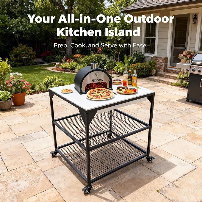 JIN BETTER GRILL PARTS Heavy-Duty Steel Frame Outdoor Kitchen Cart | Stainless - Image 7