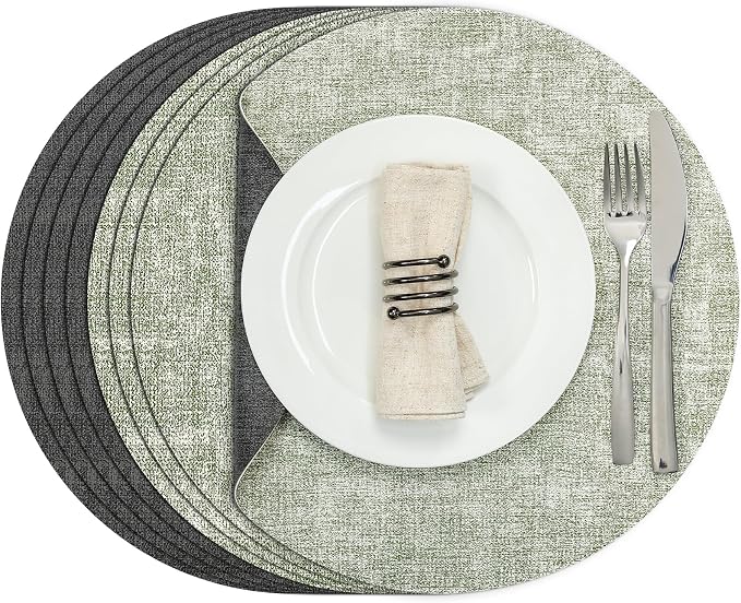Myir JUN Round Placemats Dual Sided, Faux Leather Place Mats Set of 4 Indoor by MyirJUN