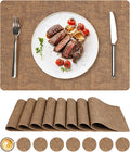 Vinyl Placemats Set of 8, Faux Leather Waterproof and Heat Resistant Place Mats by NCUE