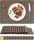 Vinyl Placemats Set of 12, Faux Leather Waterproof and Heat Resistant Place Mats by NCUE