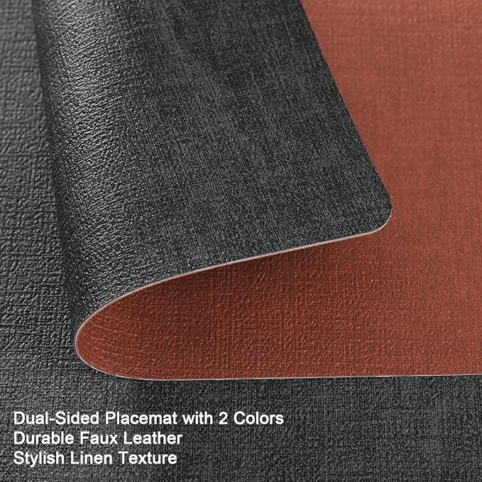 Myir JUN Dual Sided Faux Leather Placemats Set of 8 - Image 2