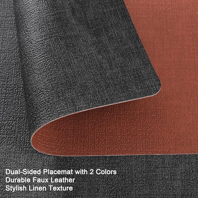 Myir JUN Dual Sided Faux Leather Placemats Set of 4 - Image 2