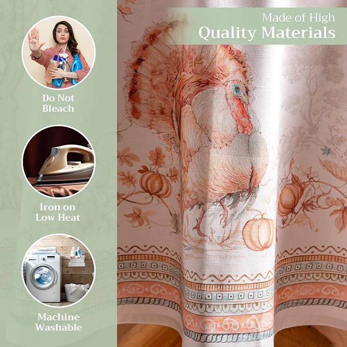 Maison d' Hermine Table Cloth Round Table 100% Cotton 69 Inches Fall Tablecloth - Image 3