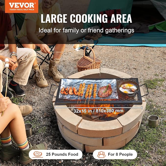 VEVOR X-Marks Fire Pit Grill Grate, Rectangle Cooking Grate, Heavy Duty Steel - Image 2