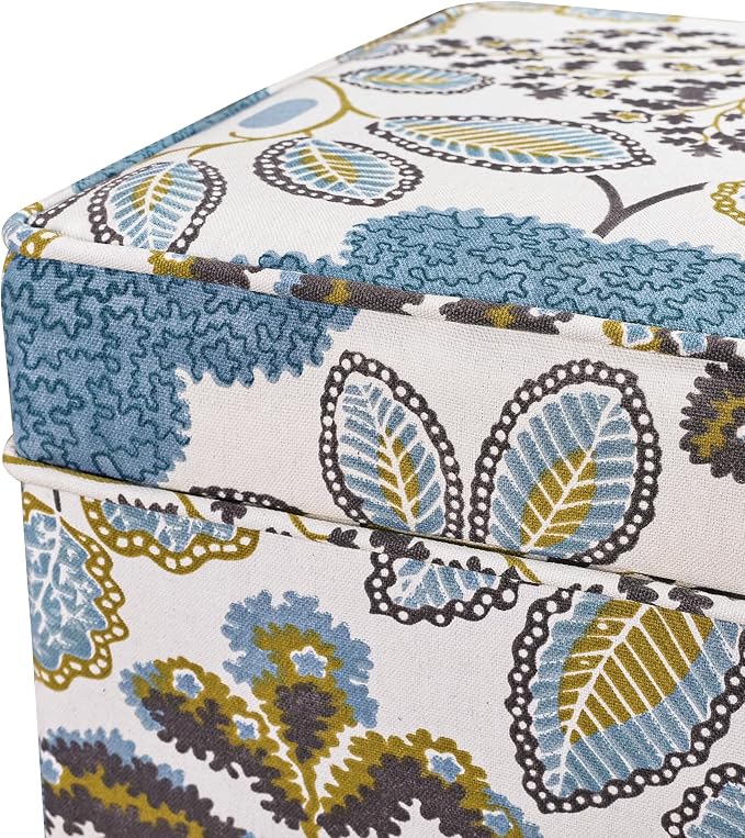 Adeco 18 Inch High Cube Ottoman Storage, Linen Chair Foot Stools, Upholstered - Image 6