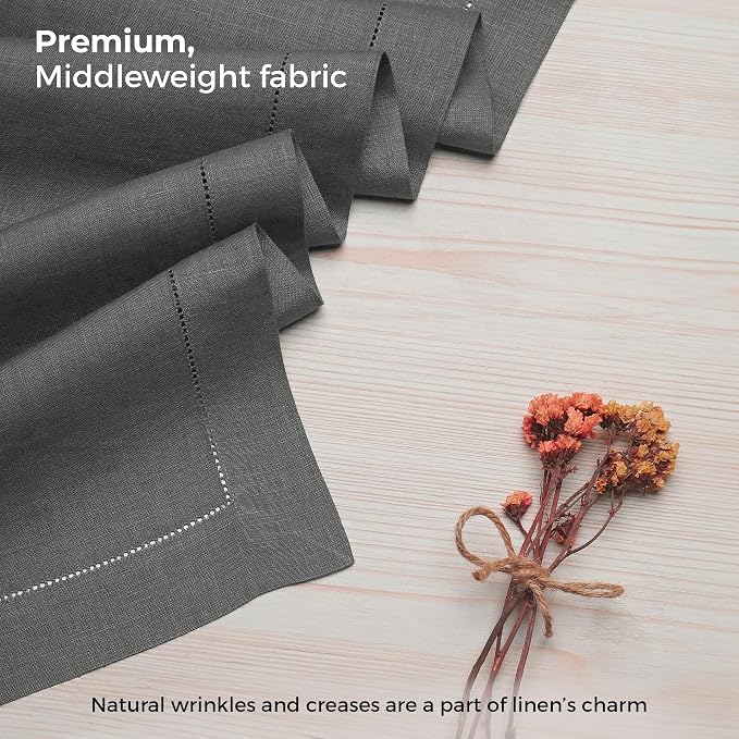 D'Moksha Homes Linen Charcoal Grey Table Runner 132 Inches Long - Image 3