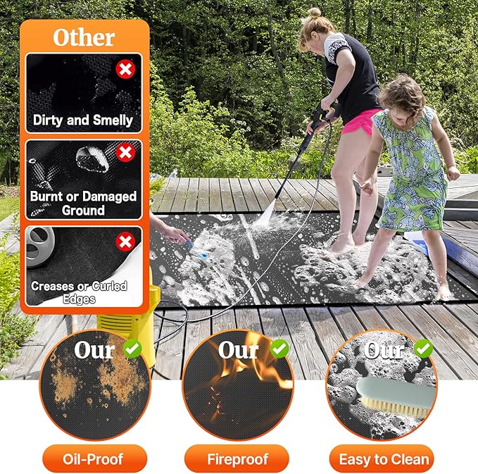 Grill Floor Mat 90 x 52 Inch Fiberglass Silicone-Coated