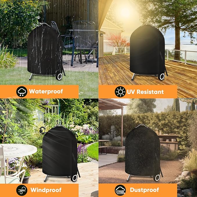 iCOVER Grill Cover for Weber 22 Inch Charcoal Kettle- Heavy Duty Waterproof BBQ - Image 7