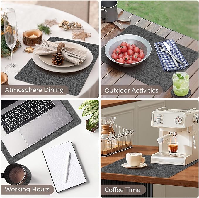Vinyl Placemats Set of 4, Faux Leather Waterproof and Heat Resistant Place Mats - Image 6