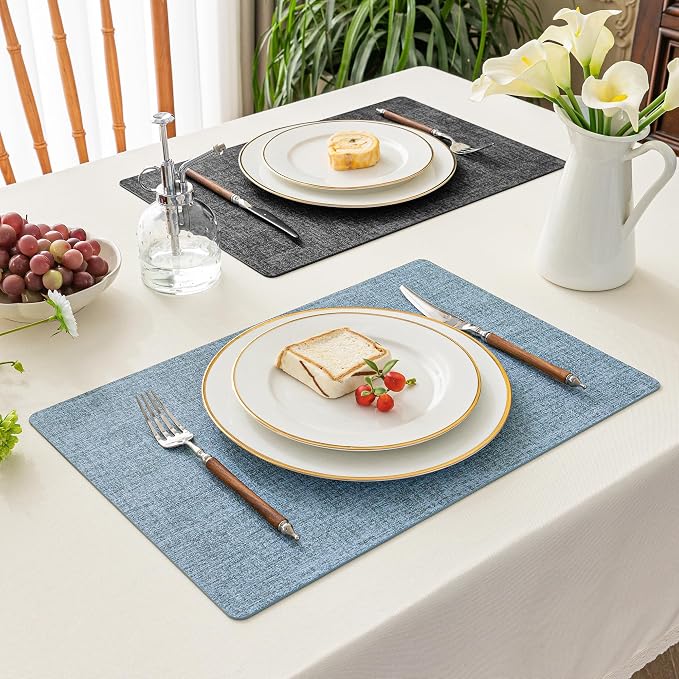 Romanstile Reversible Vinyl Placemats Set of 6, Faux Leather 100% Waterproof - Image 6