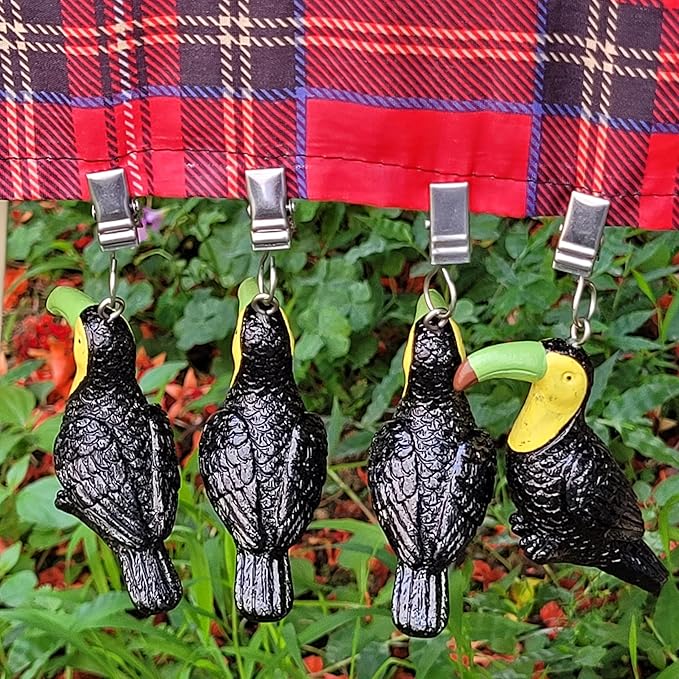 TwoFish Home Set of 4 Toucan Resin Tablecloth Weights Clips Toucan Handicraft by TwoFishHomeFashionLLC