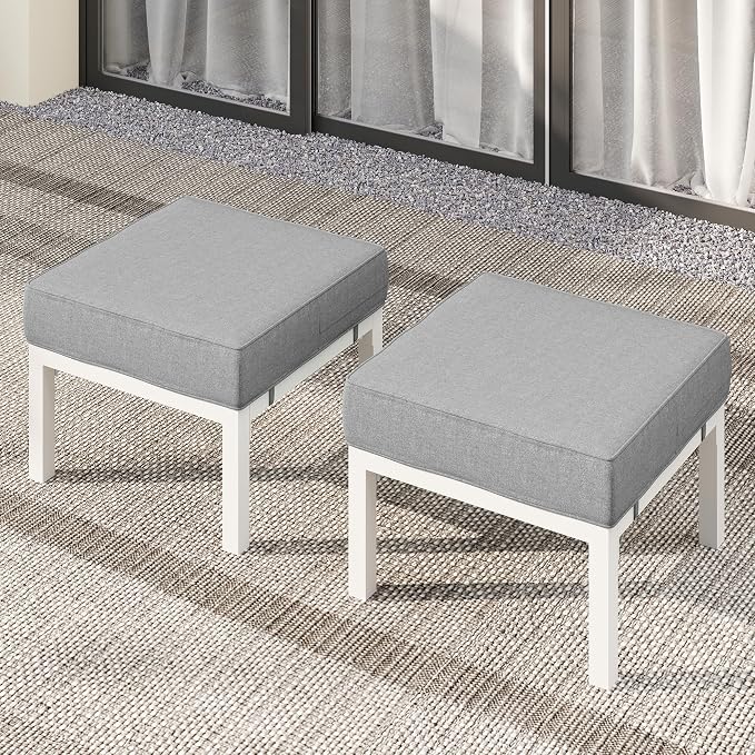 Solaste Outdoor Footstools Patio Ottoman Set of 2, Aluminum All-Weather Outdoor - Image 3