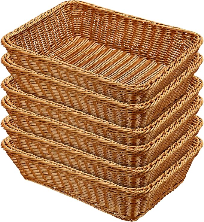 Eccliy 6 Pack Wicker Bread Baskets 15.8 Inch Woven Serving Basket by Eccliy