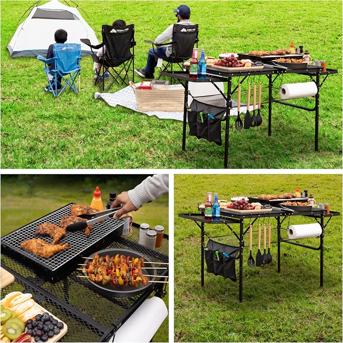 Folding Table w/ Carry Bag, Paper Towel Holder, Garbage Holder, Wing Panels - Image 9