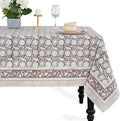 CPC Rustic Brown Tablecloth 100% Cotton 70x118 Inch Indian Block Print by COTTONPRINTCLUB
