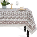 CPC Rustic Brown Tablecloth 100% Cotton 72x140 Inch Indian Block Print by COTTONPRINTCLUB