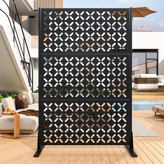 Metal Privacy Screen Outdoor, Decorative Privacy Panels Shield by erosoei