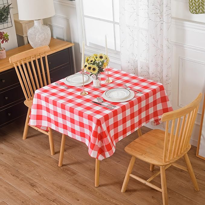 2 Pack Waterproof Polyester Fabic Square Checkered Tablecloth，54x54 Outdoor by Cupuamon