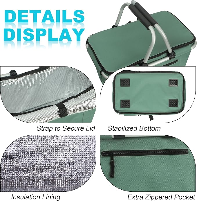 Picnic Basket, SIYUAN Collapsible Shopping Basket - Image 4
