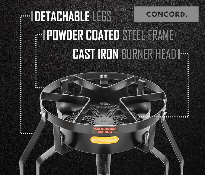 Concord Banjo 16” Single Propane Burner; 200, 000BTU 1 Burner Portable Gas Stove - Image 4