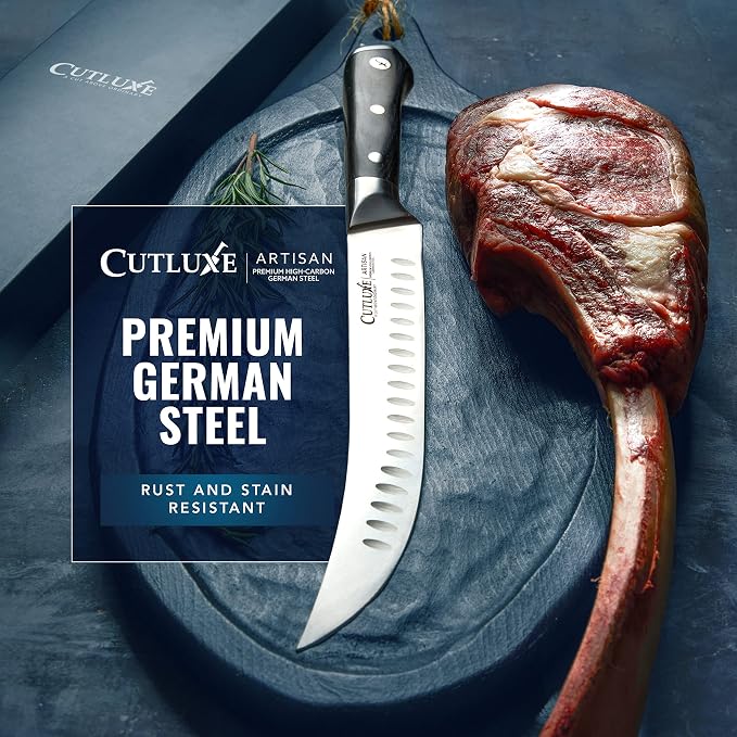 Cutluxe Butcher Knife – 10″ Cimeter Breaking Knife, Razor Sharp Forged High - Image 8