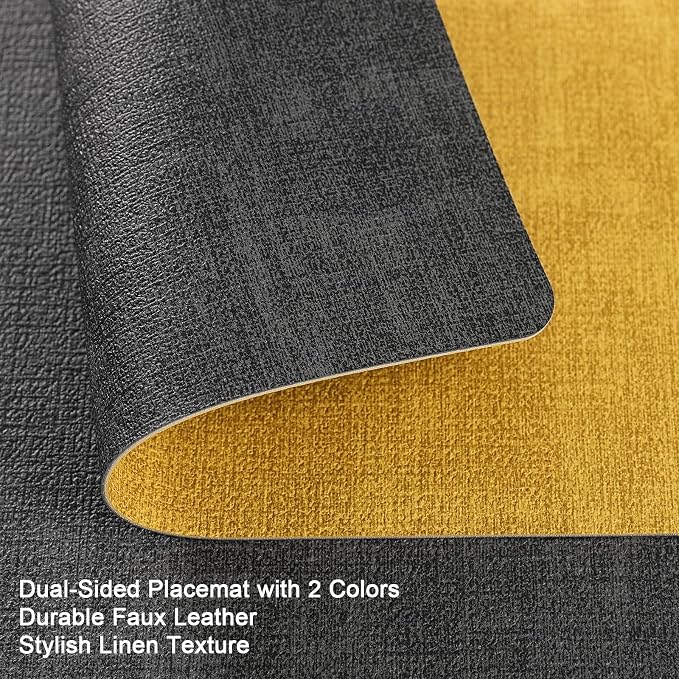 Myir JUN Dual Sided Placemats, Faux Leather Set of 4 - Image 2