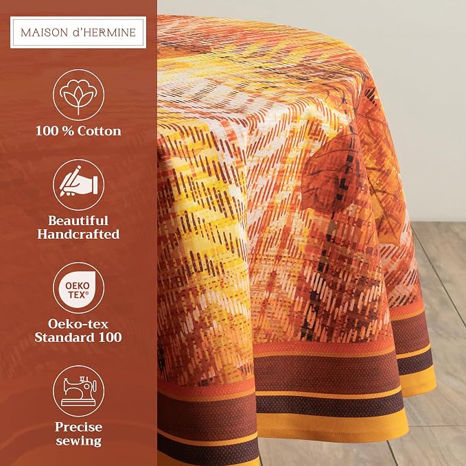 Maison d' Hermine Table Cloth Round Table 100% Cotton 69 Inches Fall Tablecloth - Image 2